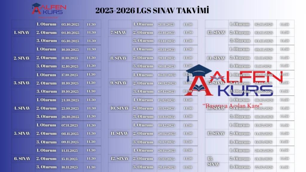 2025 2026 LGS Sinav Takvimi 2